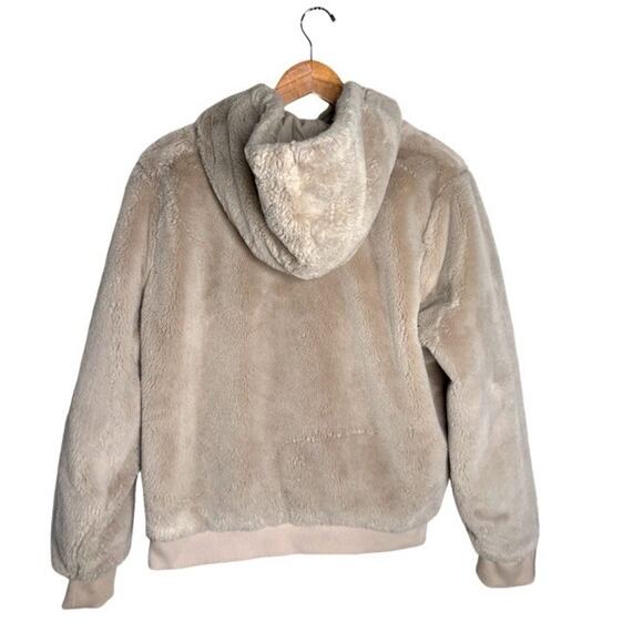 Athleta Faux Fur Jacket Ritual Size Large Cream Champagne Cotton Full Zip - Picture 9 of 14